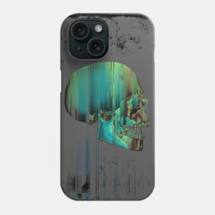 Green Glitch Skull Phone Case