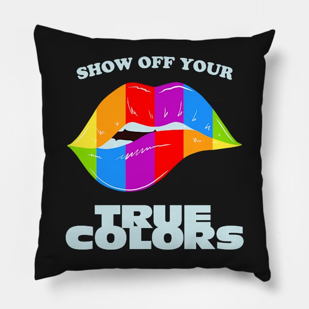 rainbow lips gay lgbt design to attend the pride parade 2022 Pillow by laverdeden