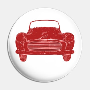 Red Morris Minor classic car Pin