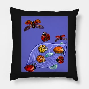 A group of lady bugs is called a loveliness - purple background Pillow