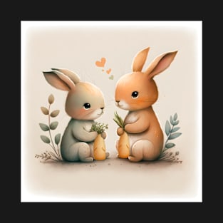 Adorable Rabbit Holding Carrots T-Shirt