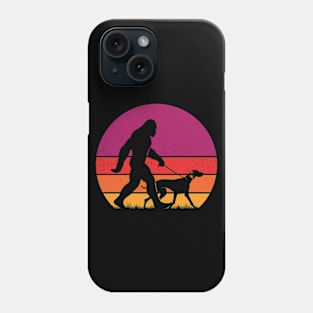 Bigfoot Walking a Weimaraner Dog Vintage Sunset Hiking Phone Case