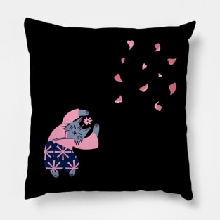 Japanese Cherry Blossom Cat! Pillow