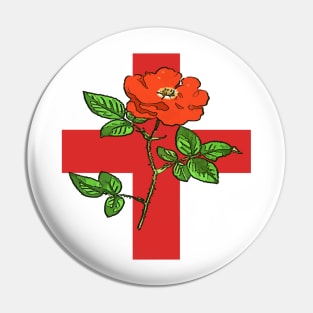 Patriotic St George Ensign and Tudor Rose England Fan Pin