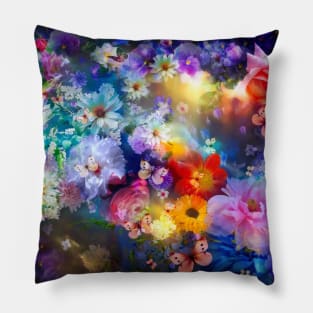 Dreamy floral garden abstract fantasy Pillow