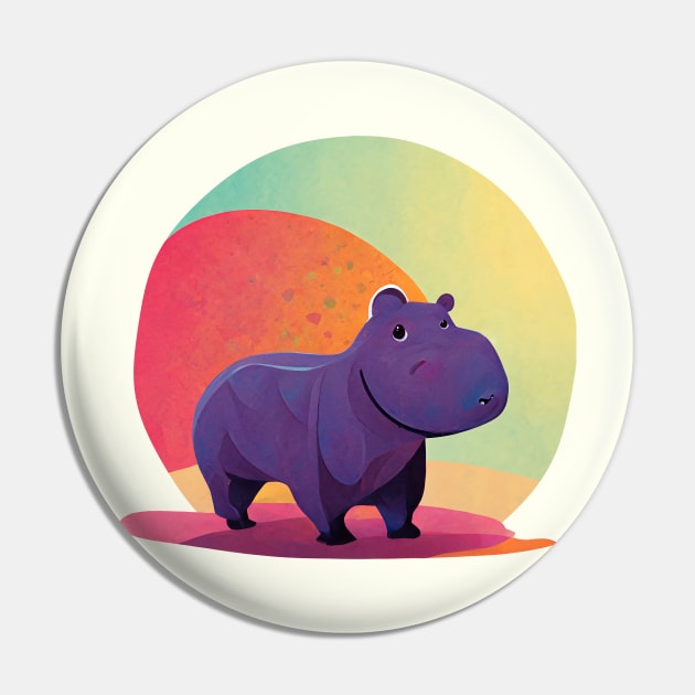 Cute painted hippo Pin by Mad Swell Designs