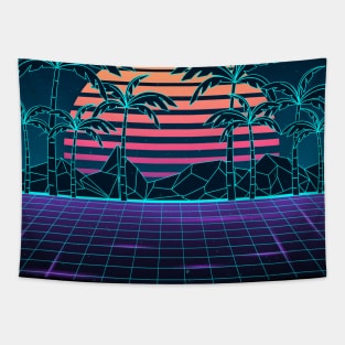 80s Loveliest Sunset Synthwave Tapestry