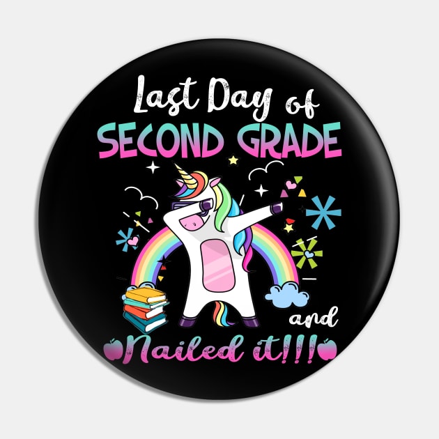 Happy Last Day of 2nd Grade Teacher Student Unicorn Dab T-Shirt Pin by Simpsonfft