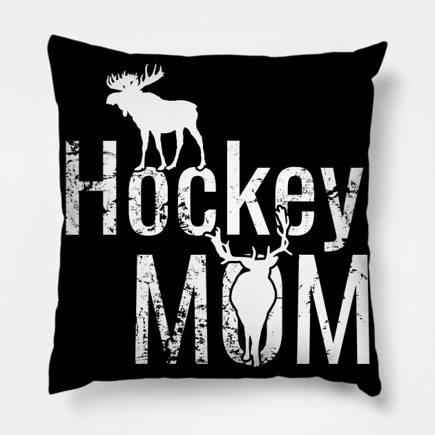 American Hockey Mom in White and Black Pillow by M Dee Signs