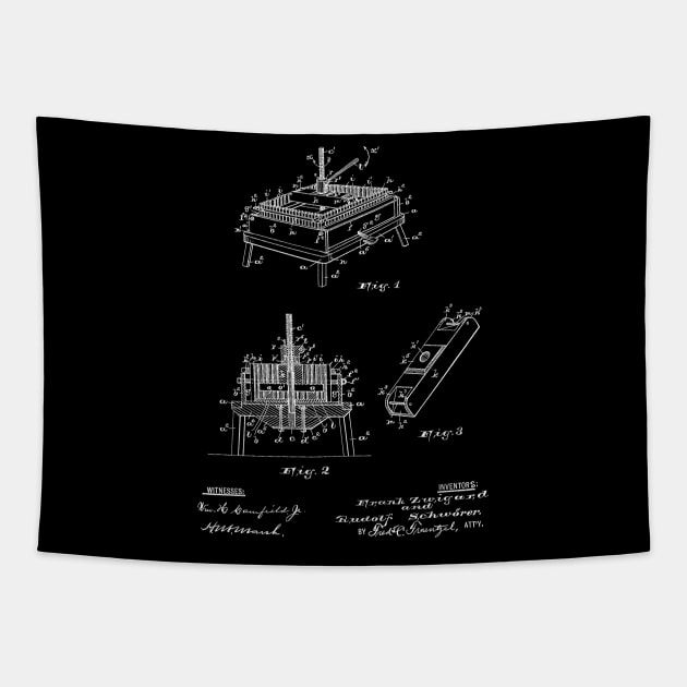 Wine Press Vintage Patent Hand Drawing Tapestry by TheYoungDesigns