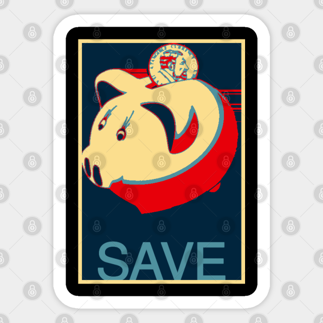 Bezit schade Kaal Piggy bank coin save retro design - Piggy Bank - Sticker | TeePublic
