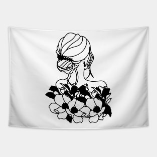 Minimalist floral woman Tapestry