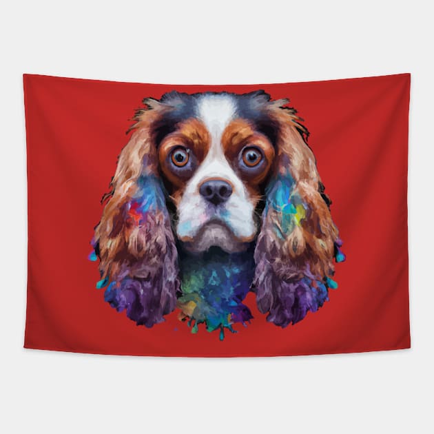 Cute Cavalier King Charles Spaniel Dog Watercolor Tapestry by Furrban