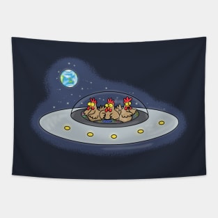 Funny chickens in space Tapestry