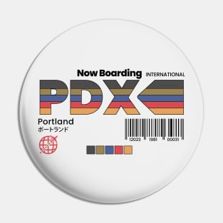 Vintage Portland PDX Airport Label Retro Travel Oregon Pin