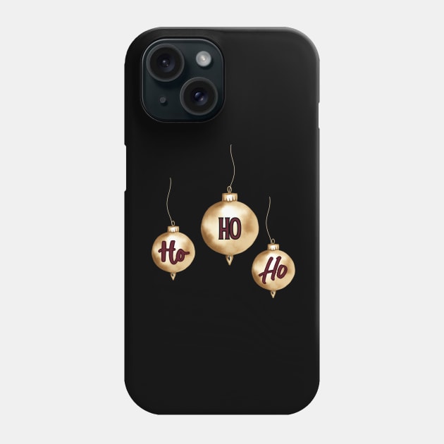 Ho Ho Ho Gold Christmas Ornaments Phone Case by mw1designsart