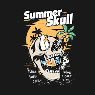 Summer Skull Concept Vector Art T-Shirt