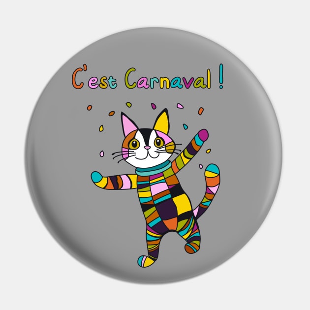 C'est Carnaval! Carnival, Mardi Gras Harlequin Cat Pin by Babush-kat