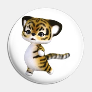 3D rendering of an adorable fur tiger Pin