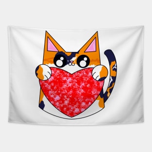 Rose The Calico Cat With Valentines Heart Tapestry