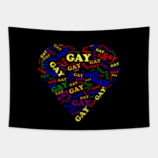 Say Gay Heart Shaped Design Tapestry