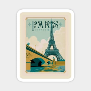 Paris France Eiffel Tower on Seine River Art Print Magnet