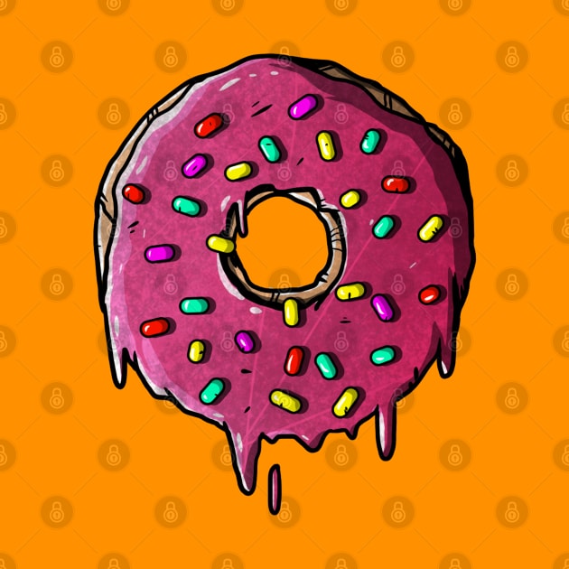 Melting Pink Donut Sticker by A Comic Wizard