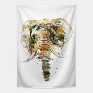 Watercolor Portrait - African Elephant Head Tapestry