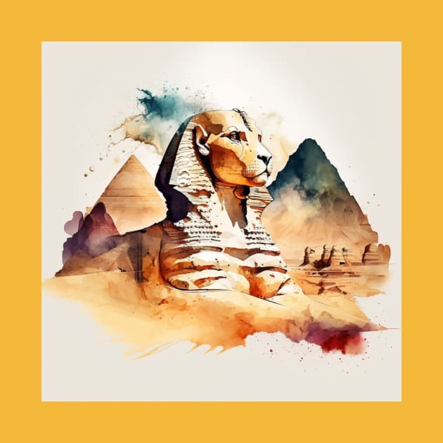 Ancient Sphinx Sci-Fi Watercolor by Star Scrunch