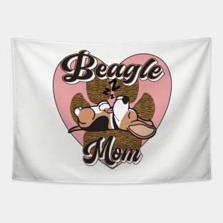 BEAGLE MOM CUTE BEAGLE SLEEPING ROSE PINK HEART PAW PRINT DESIGN Tapestry