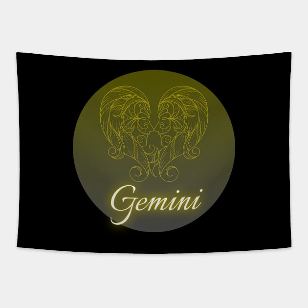 Spherical Zodiac Gemini Tapestry by Mazzlo Shop