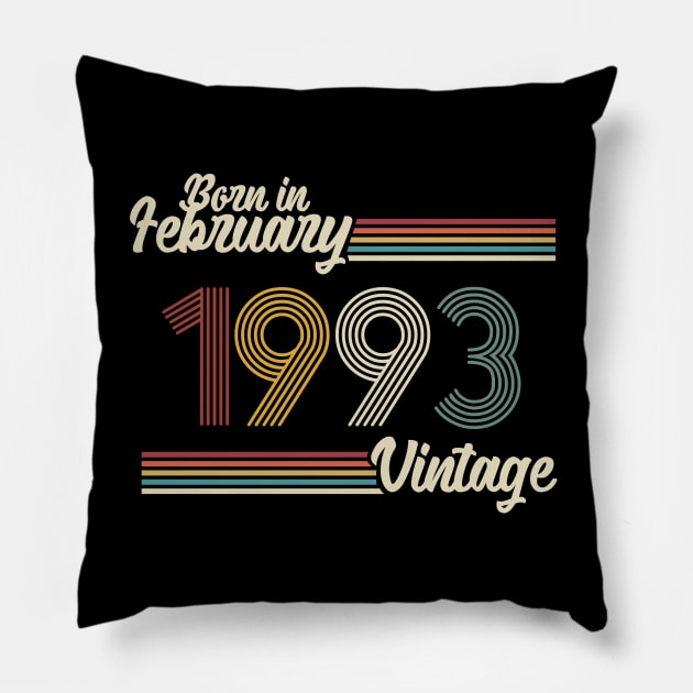 Vintage Born in February 1993 Pillow by Jokowow