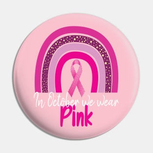 In October We Wear Pink Leopard Breast Cancer Awareness Pin