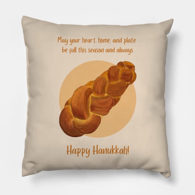 Hand-Drawn Challah Hanukkah Card Pillow by esslev