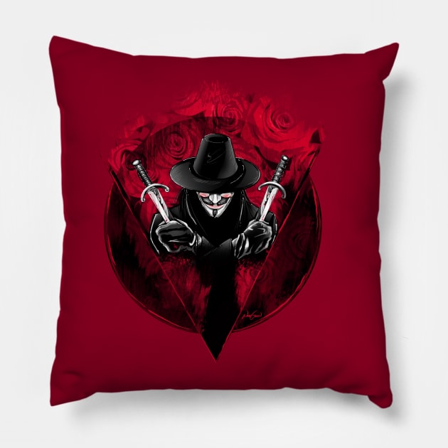 V for Vendetta Pillow by NihatGokcenArt