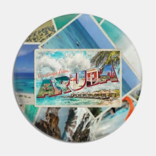 Greetings from Aruba Vintage style retro souvenir Pin