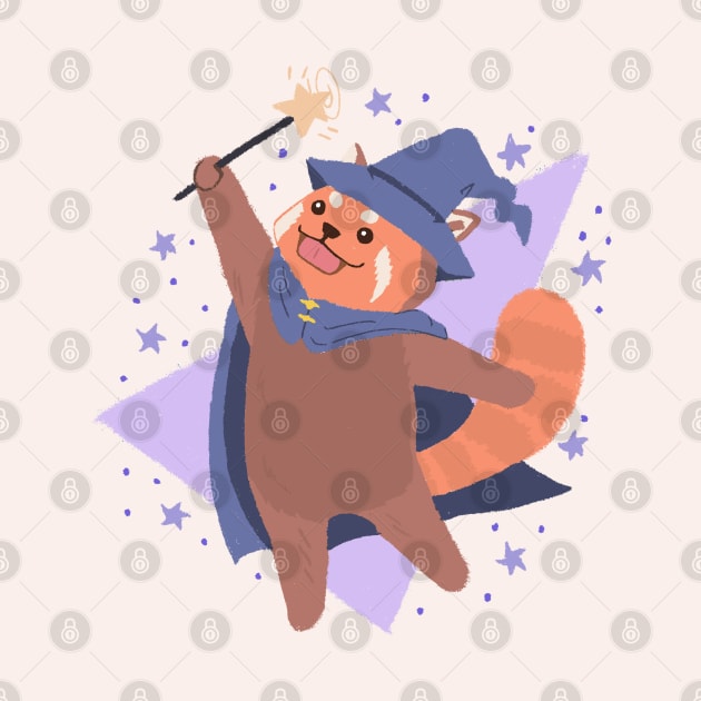 Cute Wizard Red Panda Drawing illustration by MariOyama