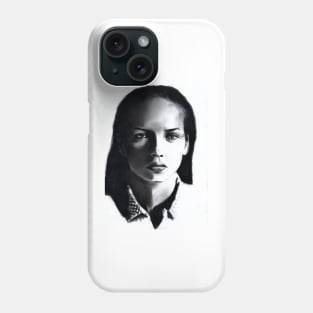 charcoal drawing of a woman Phone Case