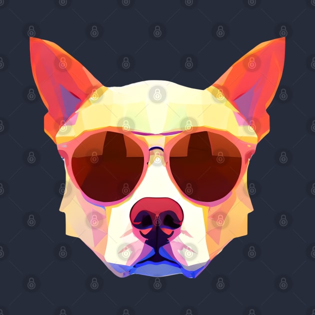 Cool Low Poly Dog wearing Sunglasses by Artist Rob Fuller