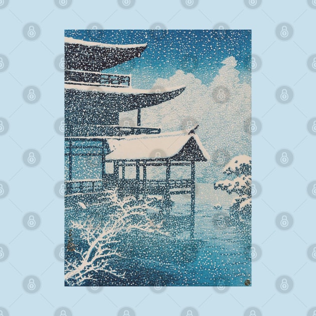 Kinkaku-ji in Snow by  Kawase Hasui by uncommontee