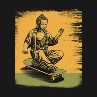 Buddha Skateboarding | Retro Skateboard | Funny Buddha #4 T-Shirt