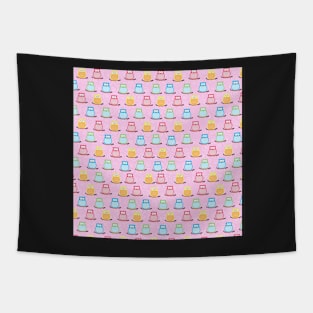 Trendy Multi-Color Owls on a Branch - Pink Tapestry