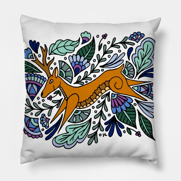 Folk Art Deer Pillow by HLeslie Design