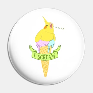 ice cream - I scream - yellow cockatiel Pin