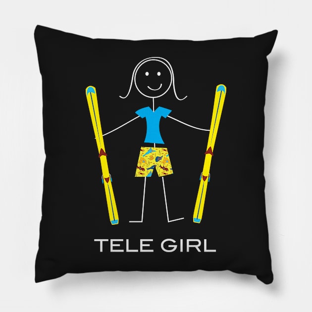 Funny Womens Telemark Skier design Pillow by whyitsme