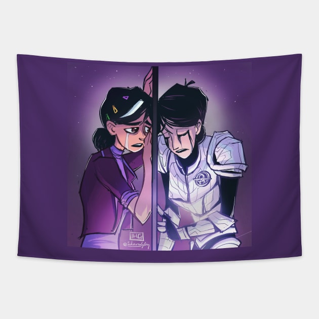 Jim Lake Jr/Claire Nuñez (Trollhunters) Tapestry by inhonoredglory