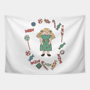 Retro Christmas Doll Tapestry