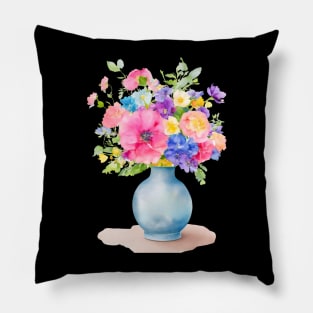 Vase of watercolor flowers Pillow