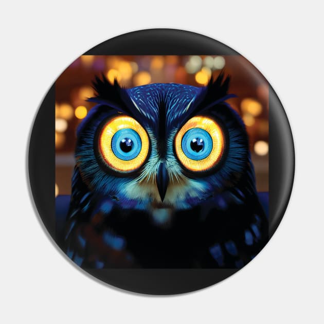 Beautiful Blue Owl with huge eyes Pin by Geminiartstudio