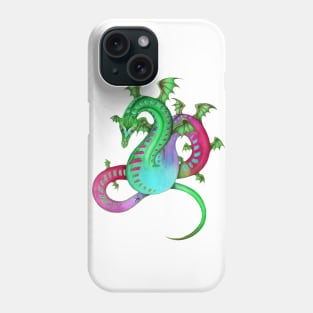 Fabulous Rainbow Dragon in Green, Teal, and Pink Phone Case